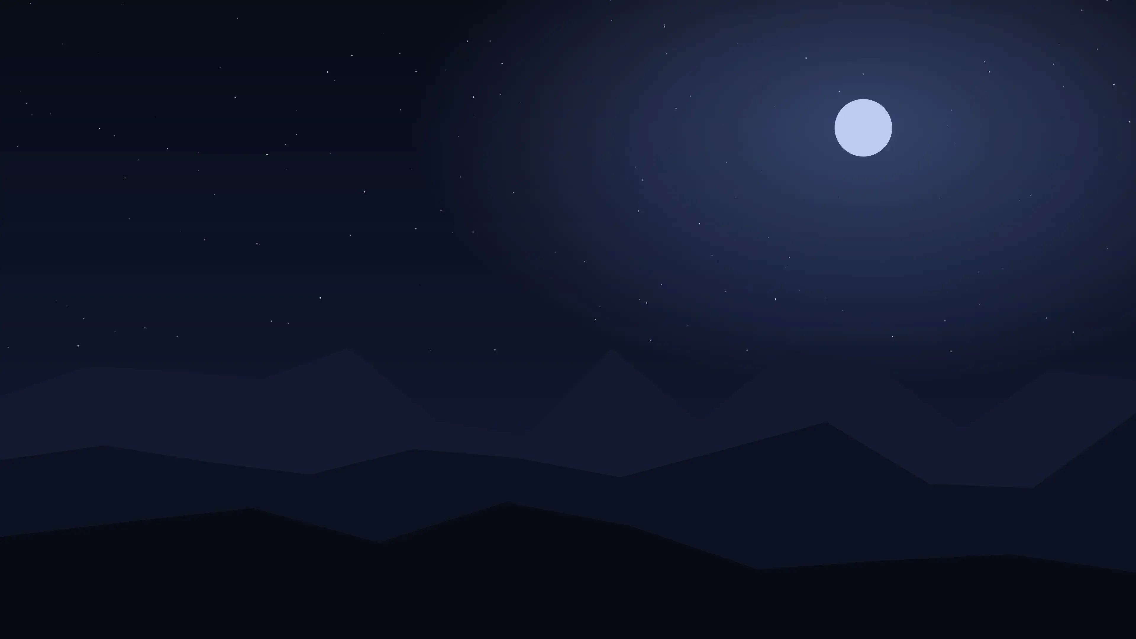 Dark night-sky wallpaper with layered mountain ridges under scattered stars