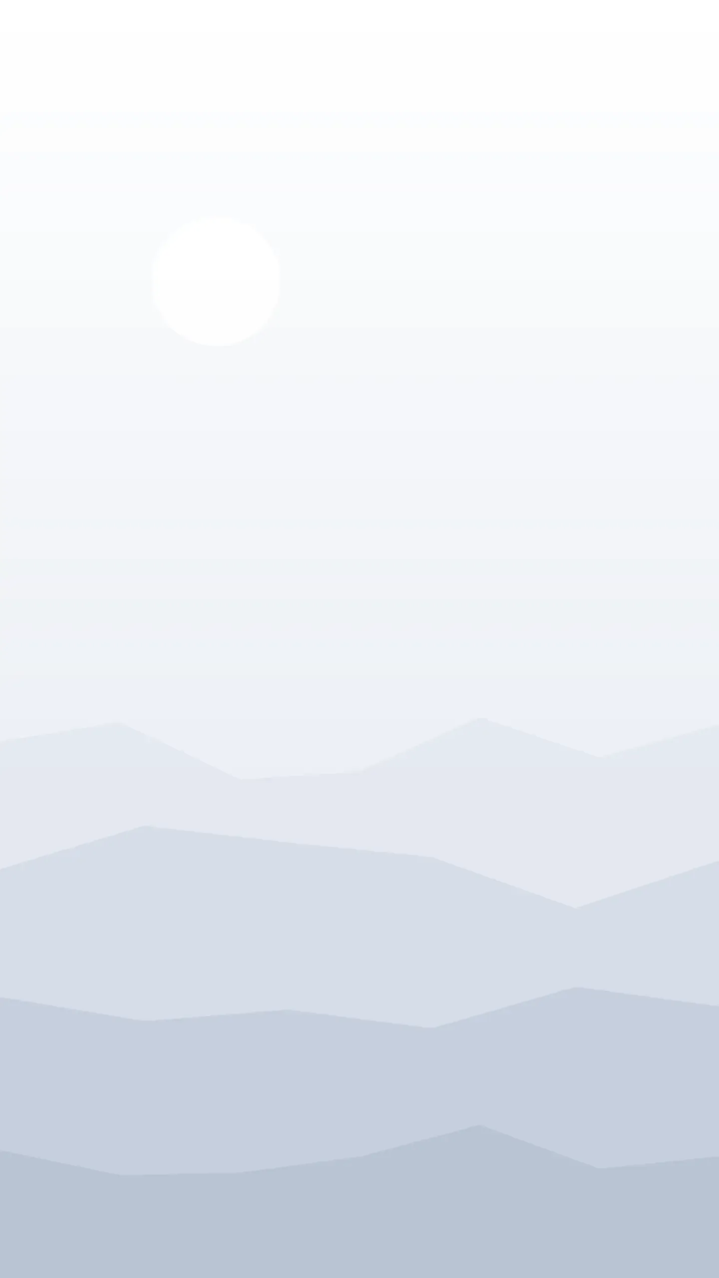 Light portrait wallpaper of pale misty hills fading into a white sky